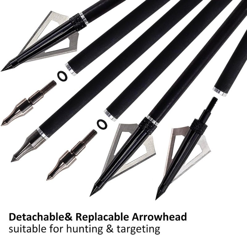Luoyer 12Pcs Archery Hunting Arrows for Compound Bow Recurve Bow with Removable Tips Adjustable Nocks for Adults Hunting Targeting 30inch - Image 4